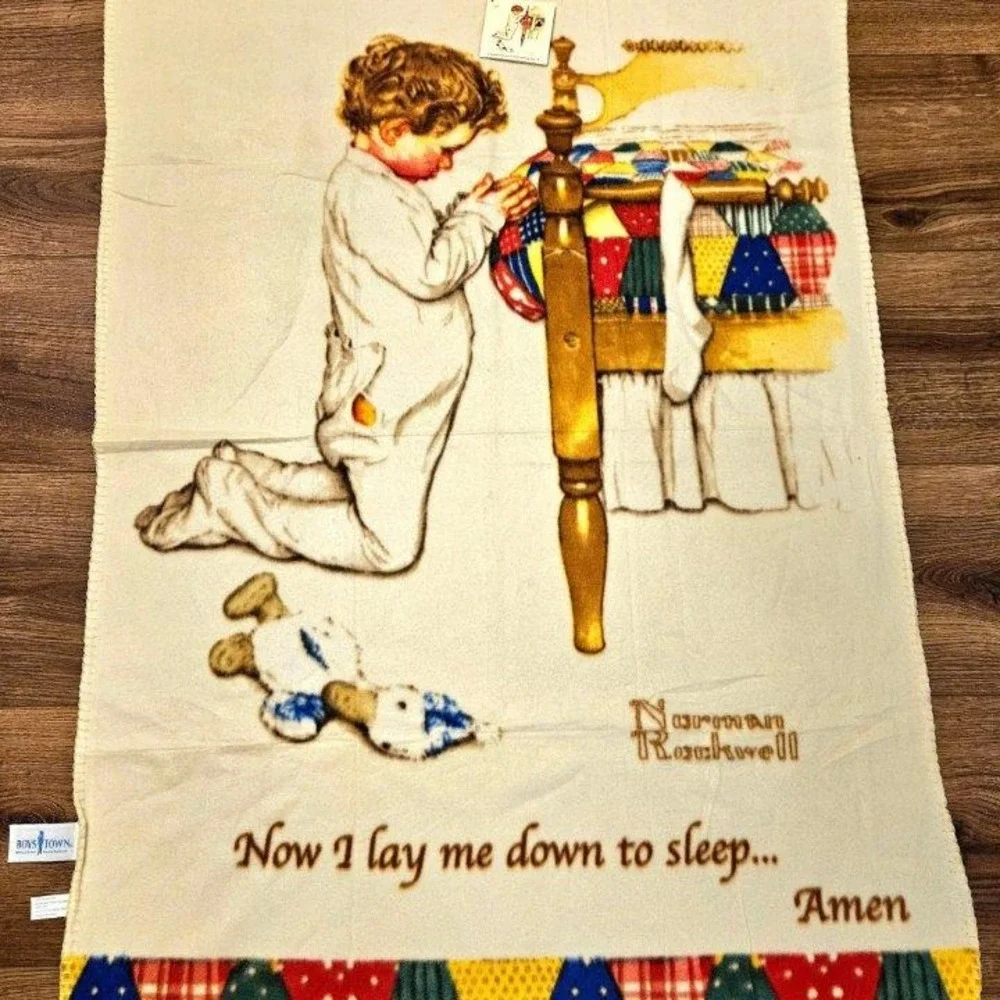 Norman Rockwell 'Now I Lay Me Down to Sleep' Fleece Throw Blanket for Boys Town